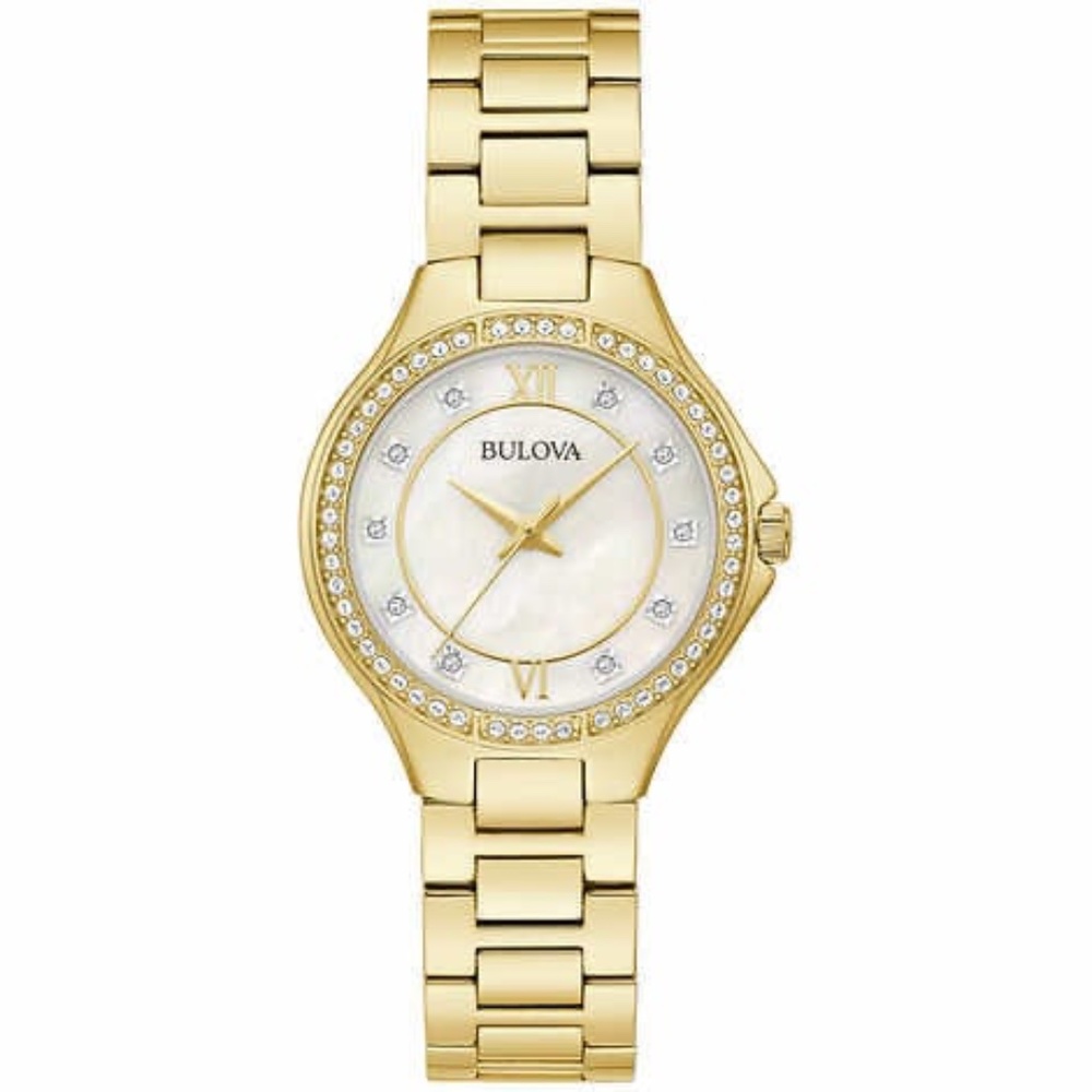 Bulova ladies watch gold with diamonds 98L295